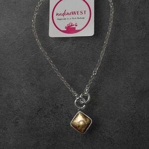 NWT Nadine West Silver Necklace with Gold Triangle Pendant ~20"